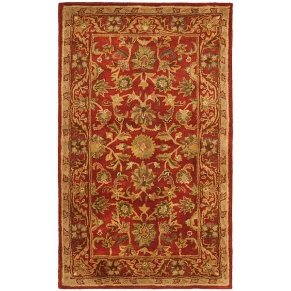 SAFAVIEH Antiquity Red Doormat 3 ft. x 5 ft. Border Area Rug