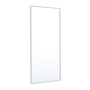 30 in. x 14 in. Rectangle Framed White Wall Mirror with Thin Frame