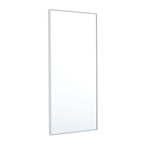 30 in. x 14 in. Rectangle Framed White Wall Mirror with Thin Frame