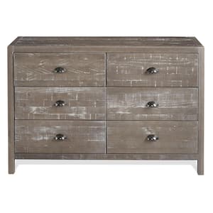 Hampton 6 Drawer Granite Grey Dresser 33.625 x 51.125 x 18.5