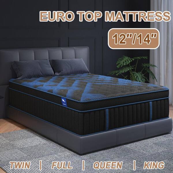 LuckyLotus Twin Medium Firm Euro Top Gel Memory Foam Hybrid 12 in