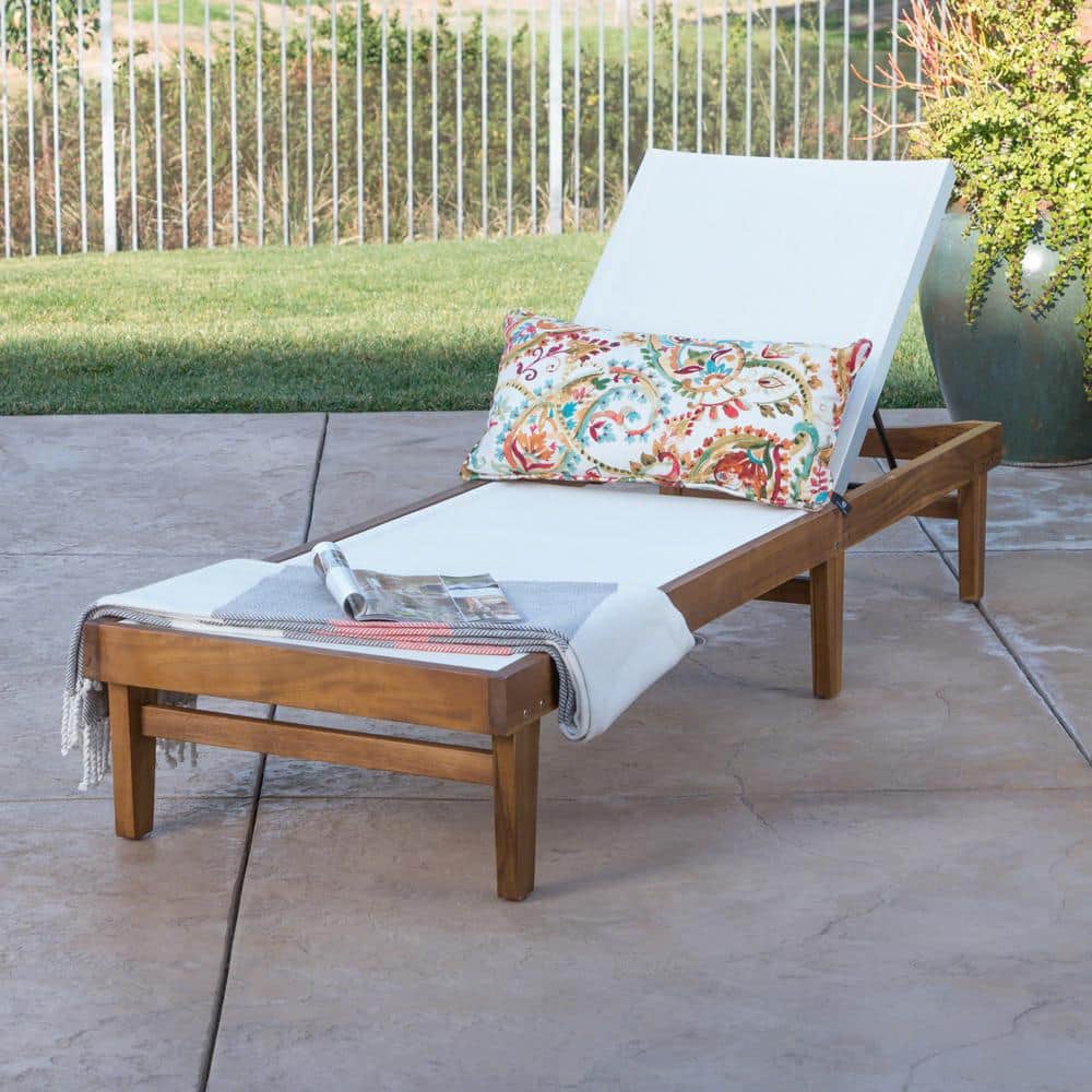 1-Piece Teak Wood Adjustable Outdoor Chaise Lounge FF-CL05W-L - The ...