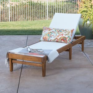 1-Piece Teak Wood Adjustable Outdoor Chaise Lounge
