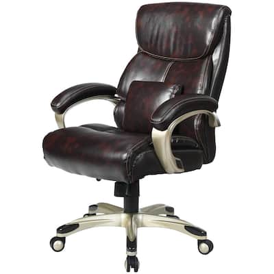Brown High Back PU Leather Adjustable Height Executive Chairs with Arms