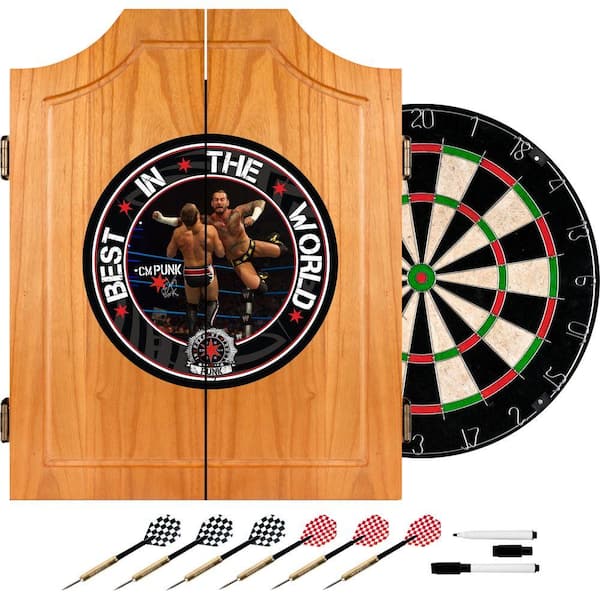 Trademark Wood Finish Dart Cabinet Set - WWE CM Punk - B-DISCONTINUED