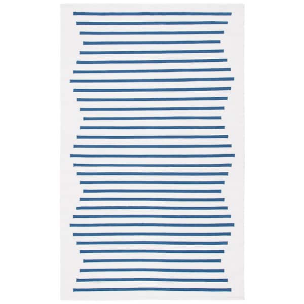 SAFAVIEH Montauk Ivory/Navy 6 ft. x 9 ft. Chevron Lines Area Rug