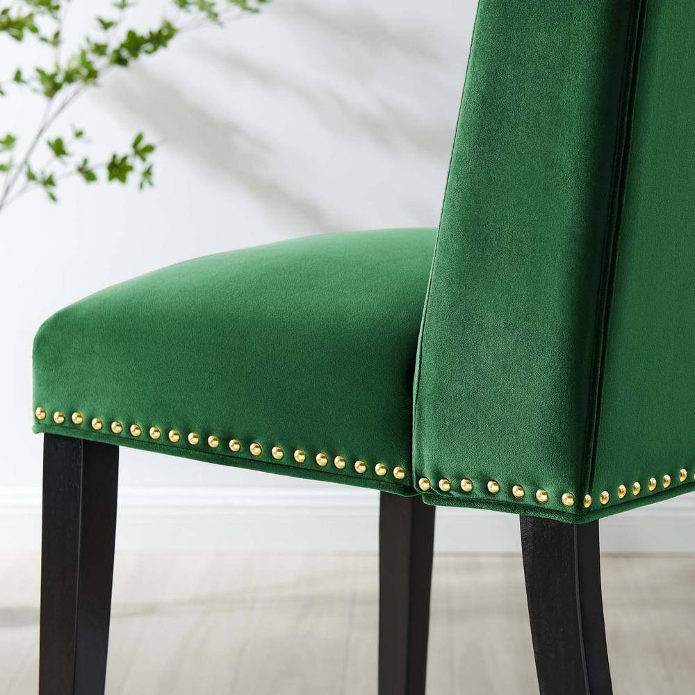 Emerald Velvet Upholstered Side Chair with Polished Nailhead Trim