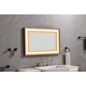 36 in. W x 24 in. H Rectangular Aluminum Framed Anti-Fog Dimmable LED Wall Mounted Bathroom Vanity Mirror in Matte Black