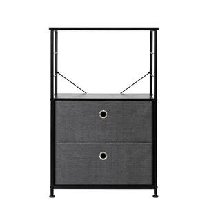 11.75 in. W x 33.75 in. H Gray 2-Drawer Fabric Storage Chest with Gray Drawers