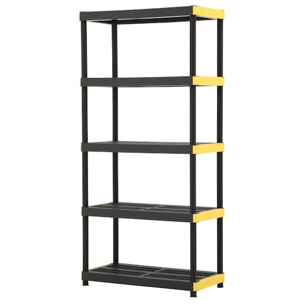 HDX 5-Tier Plastic Garage Storage Shelving Unit in Black (36 in. W x 74 in.  H x 18 in. D) 241592 - The Home Depot