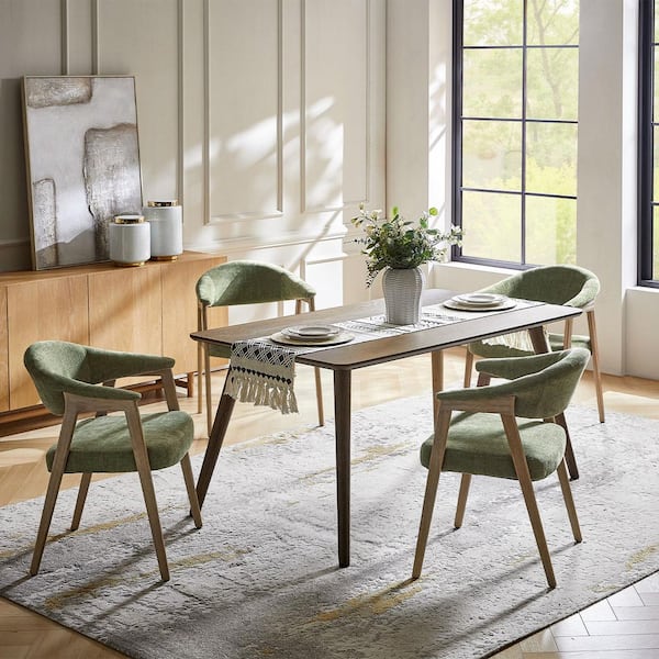 Elisa Moss Polyester Mid-Century Modern Dinning Chair with Ergonomic Curved Backrest Set of 2