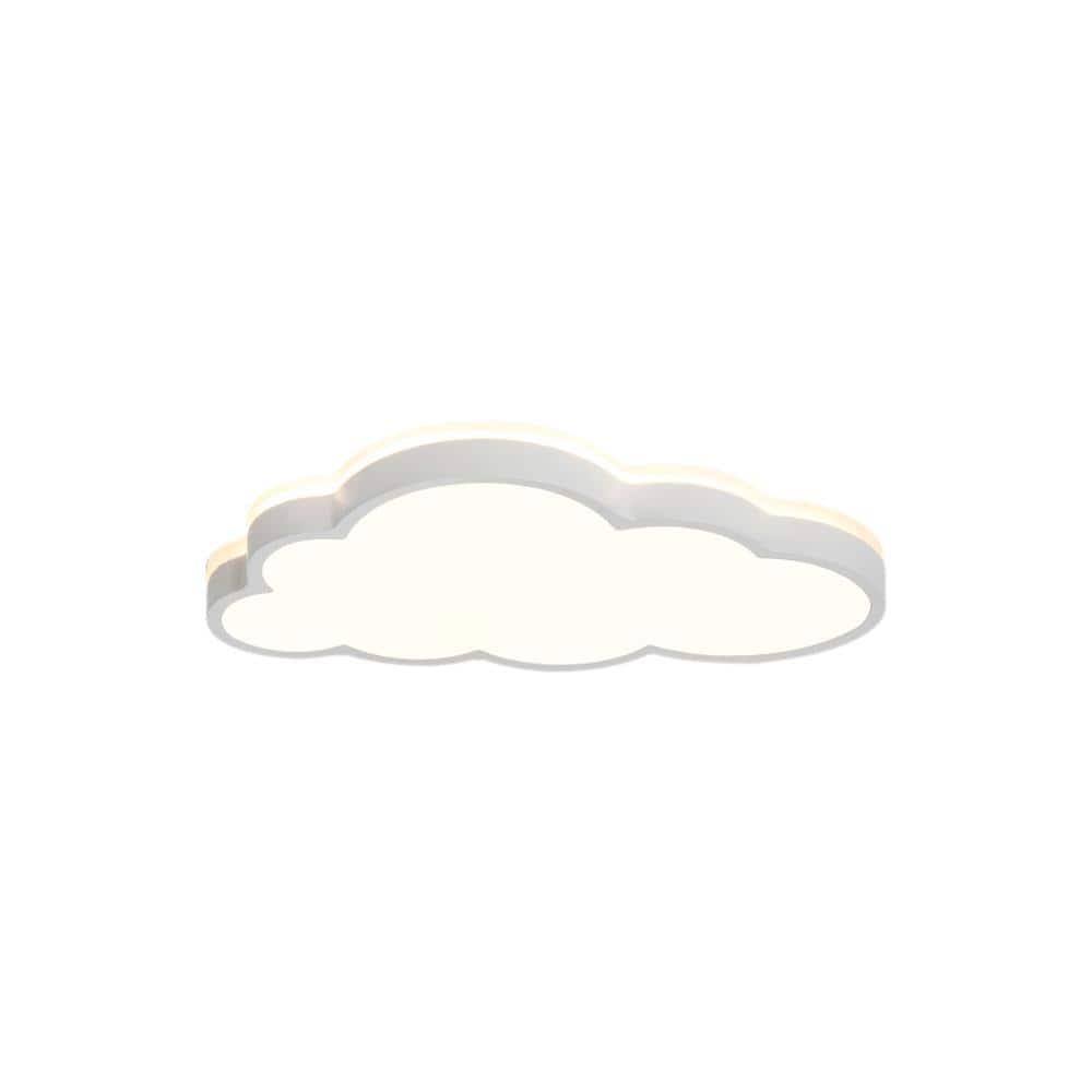 HUOKU Lumin 20 in. 1-Light White LED Flush Mount Cloud Light
