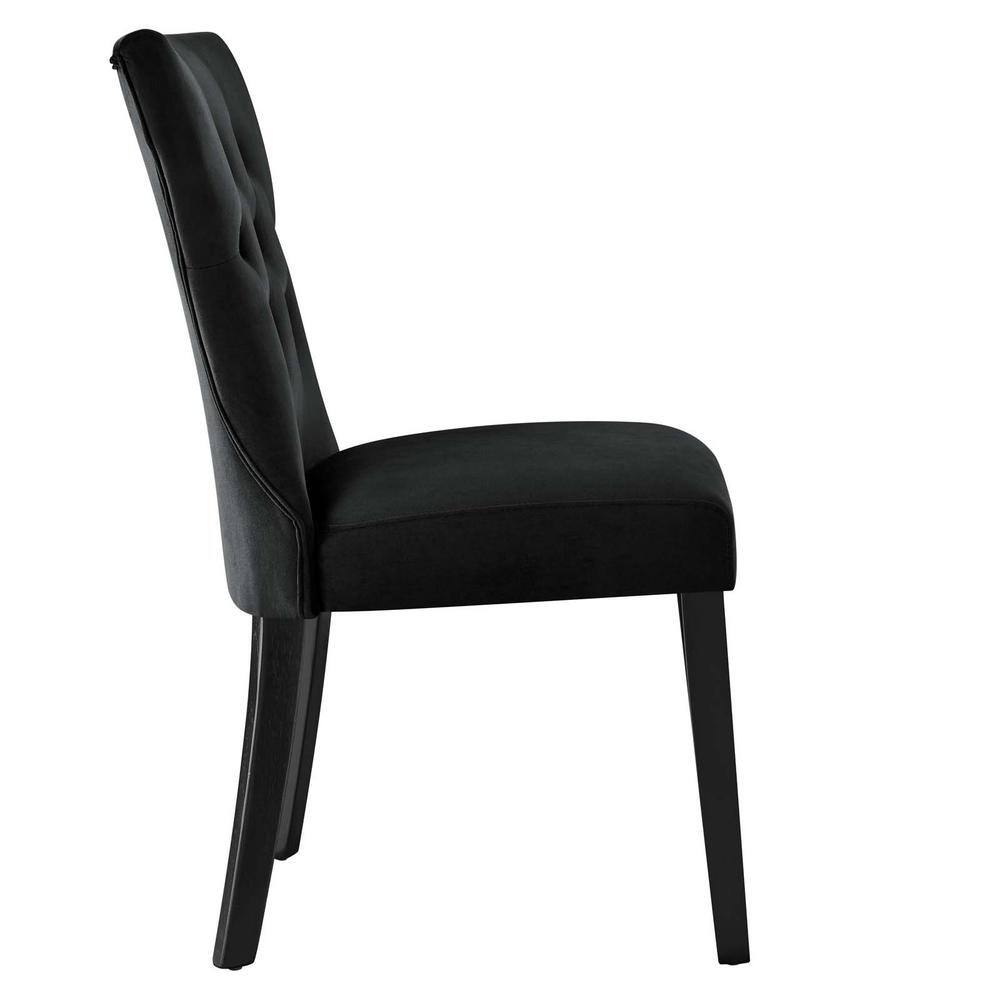 Luxe Hourglass Black Velvet and Wood Dining Chair