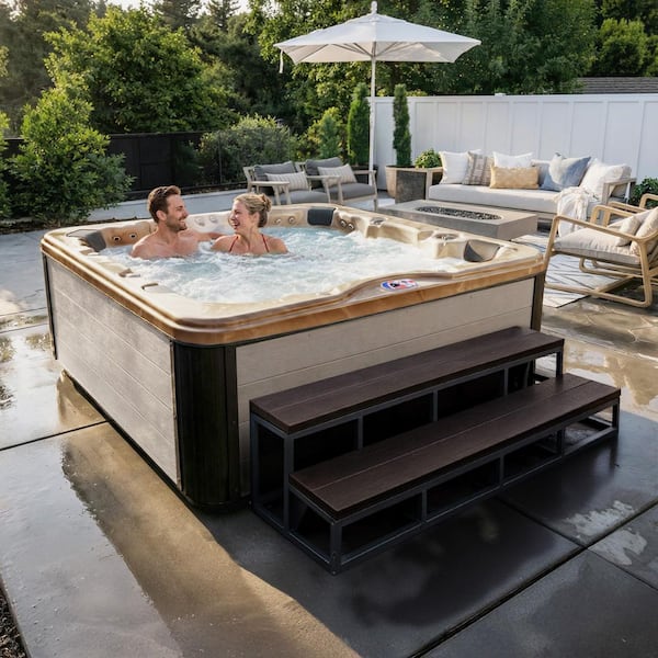 American Spas 7-Person 56-Jet Premium Acrylic Bench Spa Standard