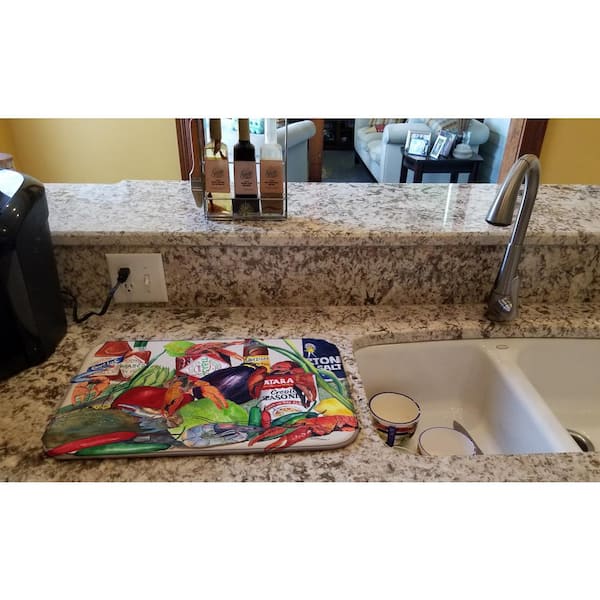 Caroline's Treasures 14 in. x 21 in. Multicolor Louisiana Spices Dish Drying Mat