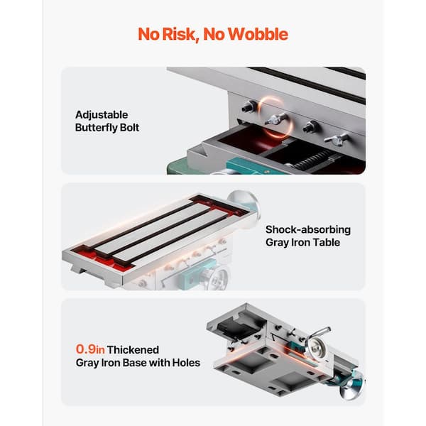 SKYSHALO Compound Milling Machine Work Table 17.7 in. x 6.7 in