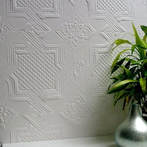 Seymour Paintable Supaglypta White & Off-White Wallpaper Sample
