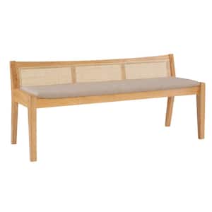 Tara Natural 52.36"L x 18.75"D x 23.37"H Cane Dining Bench with Padded Seat