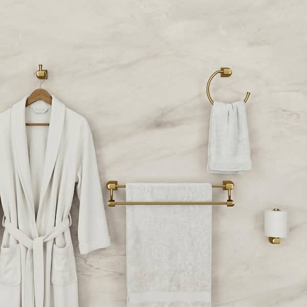 4-Piece Bathroom Hardware Set with Mounting Hardware in Brushed Gold