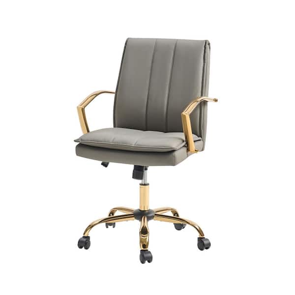 JAYDEN CREATION Carlos Grey Modern Leather Rocking Office Chair with Metal Base