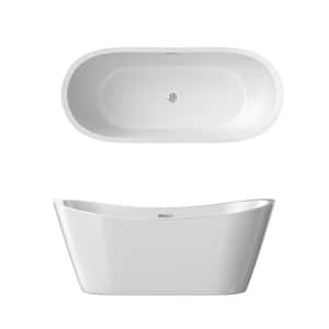 67 in. x 30 in. Acrylic Soaking Bathtub with Chrome Overflow and Pop Up Drain in Gloss White