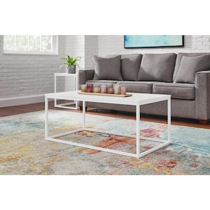 Donnelly 42 in. White Rectangle MDF Wood Top Coffee Table