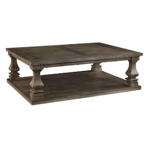 40 in. Gray Brown Rectangle Wood Coffee Table with Baluster Legs