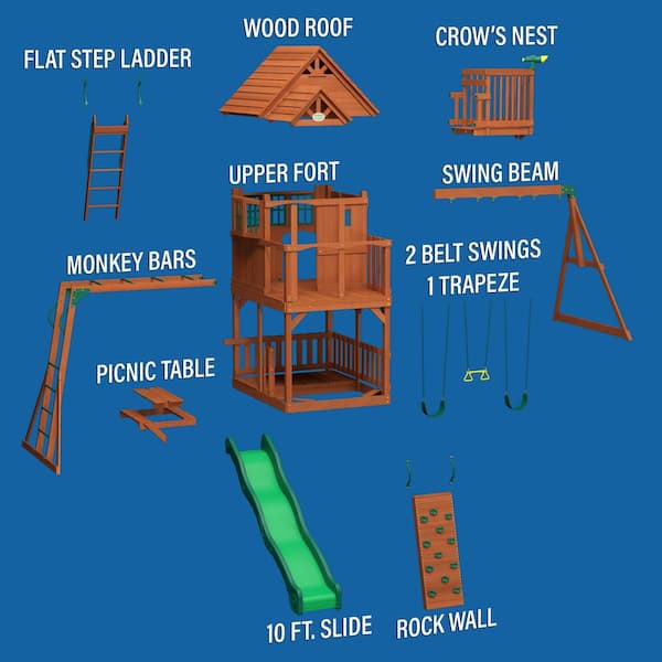 skyfort ii all cedar wood swing set