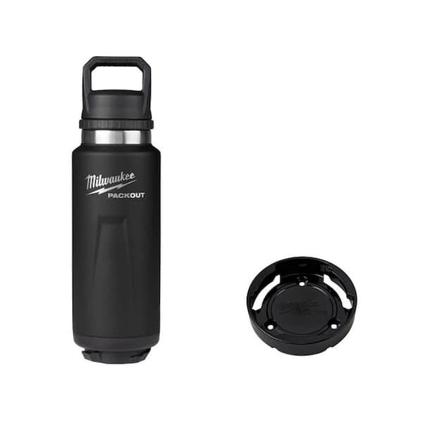 PACKOUT Black 36 oz. Insulated Bottle with Chug Lid and PACKOUT Twist To Lock Mount