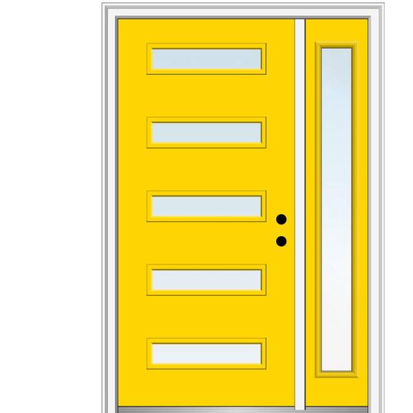 MMI Door 51 in. x 81.75 in. Davina Low-E Glass Left-Hand Inswing 5-Lite Modern Painted Steel Prehung Front Door with Sidelite