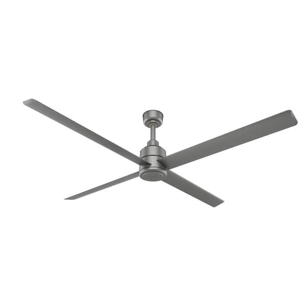 Hunter Industrial Trak 96 in. Indoor/Outdoor Matte Silver Commercial Ceiling Fan with Wall Control For Patios or Bedrooms