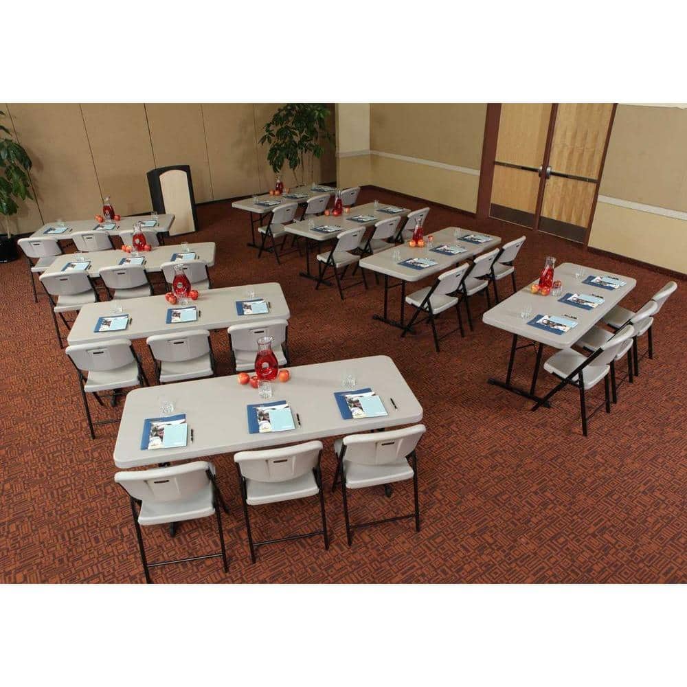 Putty 6-Foot Folding Table with Black Metal Legs