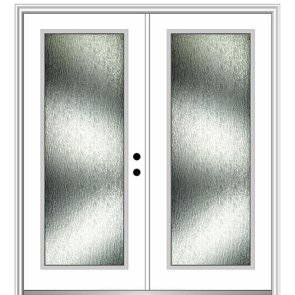 MMI Door 72 in. x 80 in. Left-Hand Inswing Rain Glass Brilliant White Fiberglass Prehung Front Door on 6-9/16 in. Frame