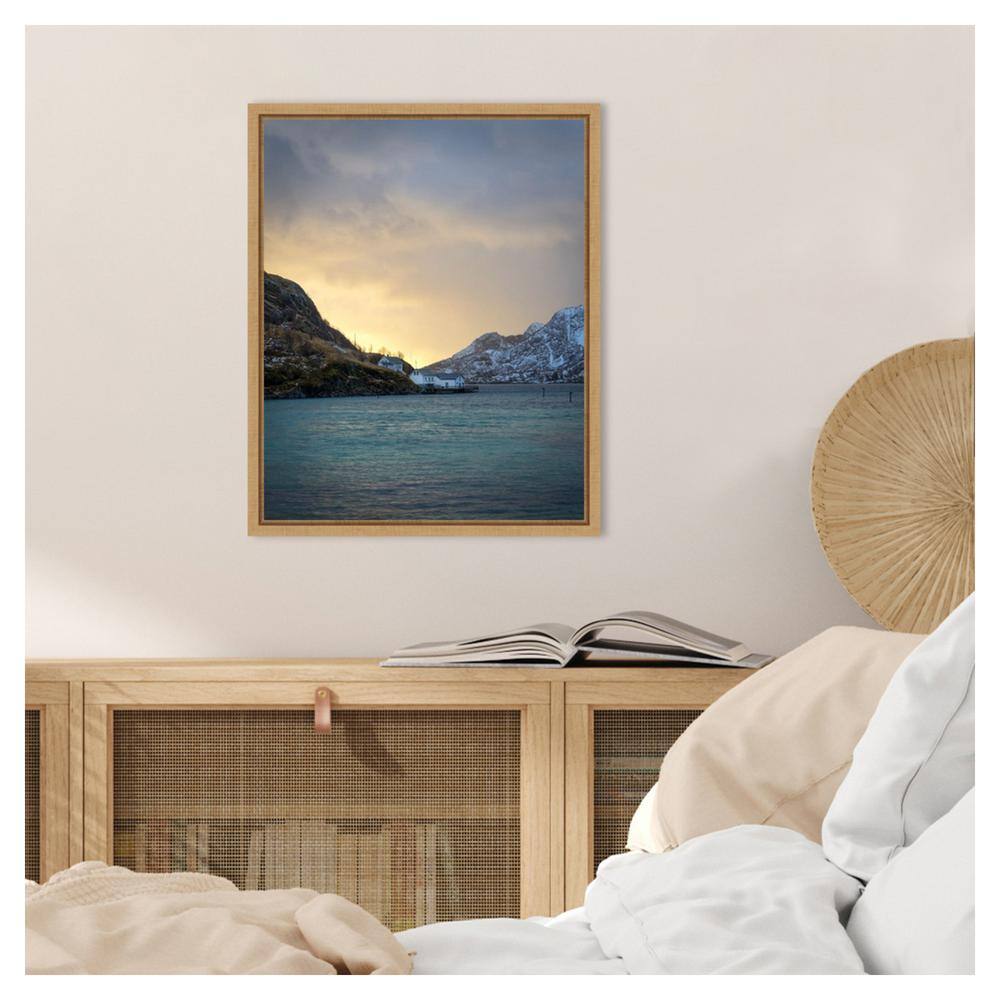 The Morning Glow II Scenic Landscape Canvas Print with Maple Frame
