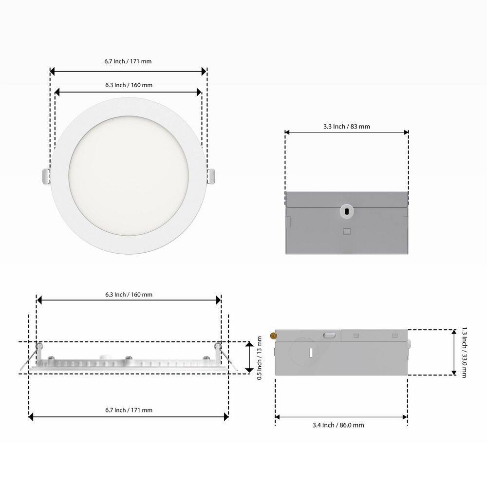 6'' White Aluminum LED Canless Recessed Lighting Kit