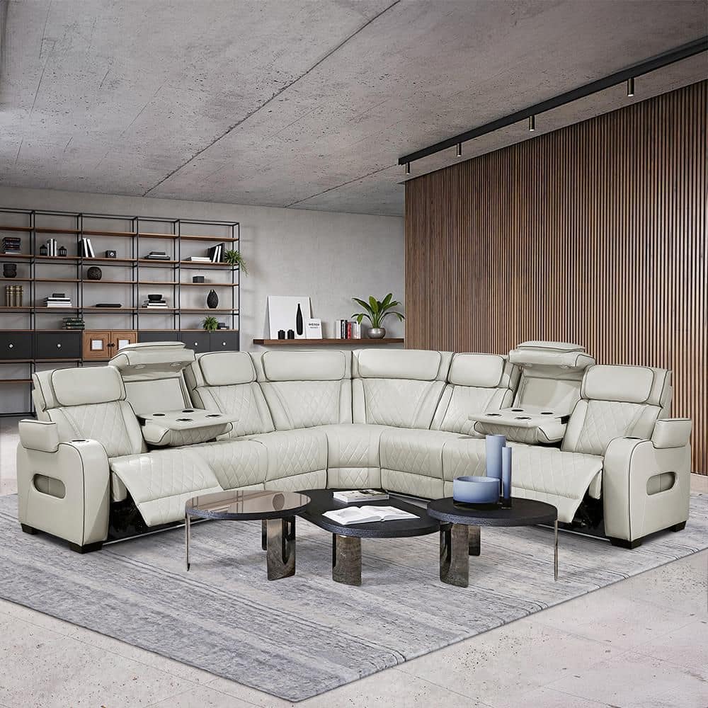 Lazzara Clumber 128 in. Pillow Top Arm Faux Leather 3-Piece Power