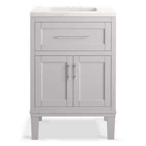 Chesil 24 in. W x 19.2 in. D x 36.1 in. H Single Sink Freestanding Bath Vanity in Atmos Grey with Quartz Top