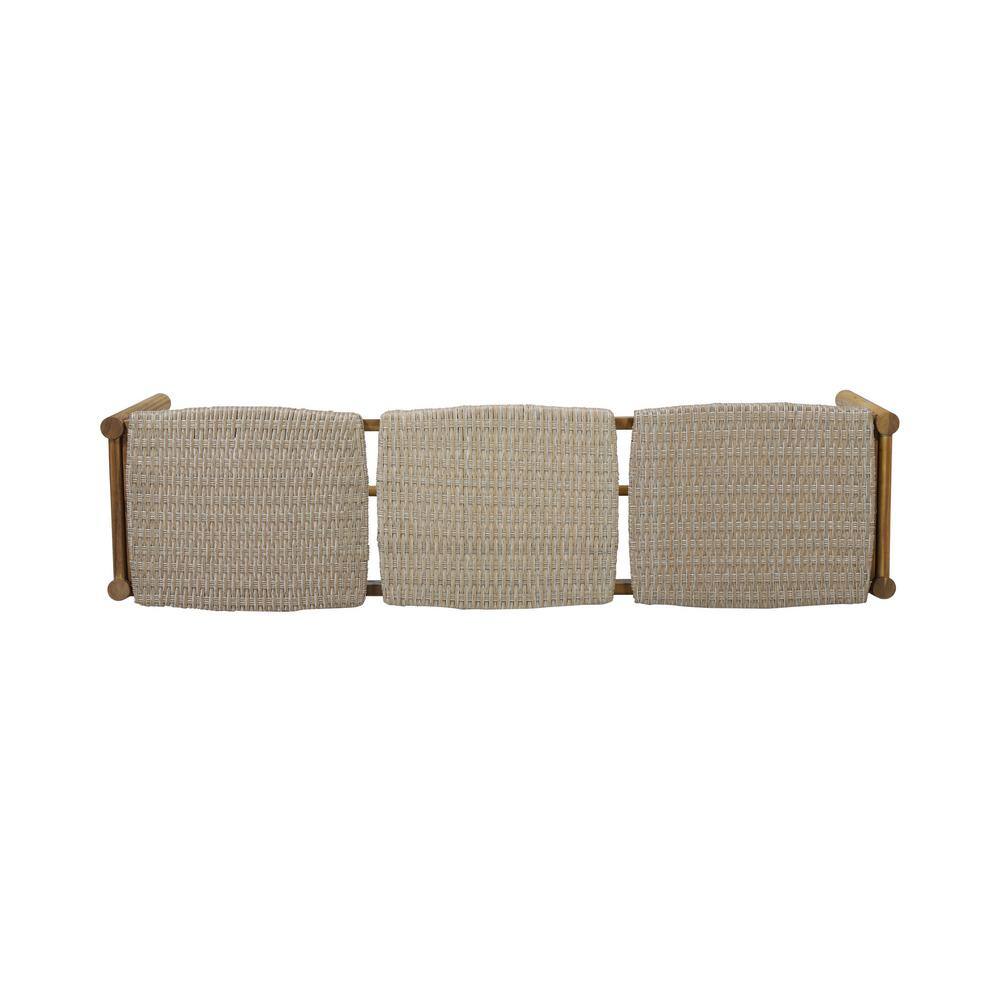 Rustic Teak Finish Acacia Wood & Wicker Outdoor Bench