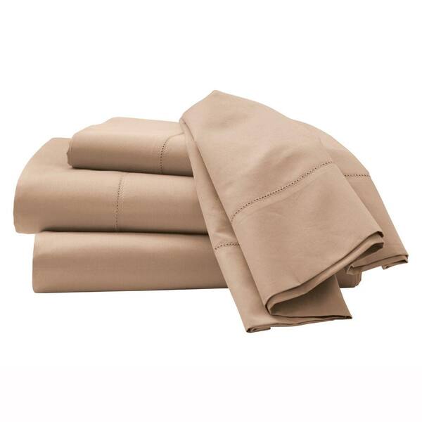 Home Decorators Collection Hemstitched Craft Brown Full Sheet Set