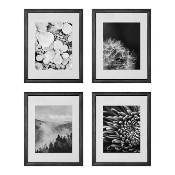 11" x 14" Matted to 8" x 10" Black Gallery Wall Picture Frames (Set of 4)