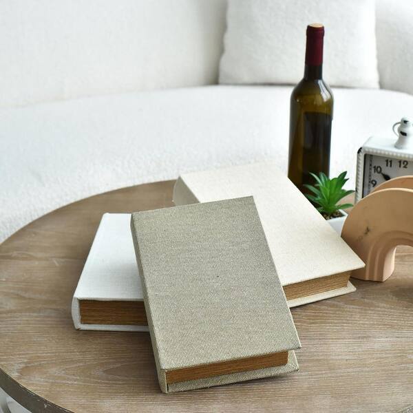 Multi-Colored 10 in. x 2 in. Wood Decorative Faux Book Boxes Set