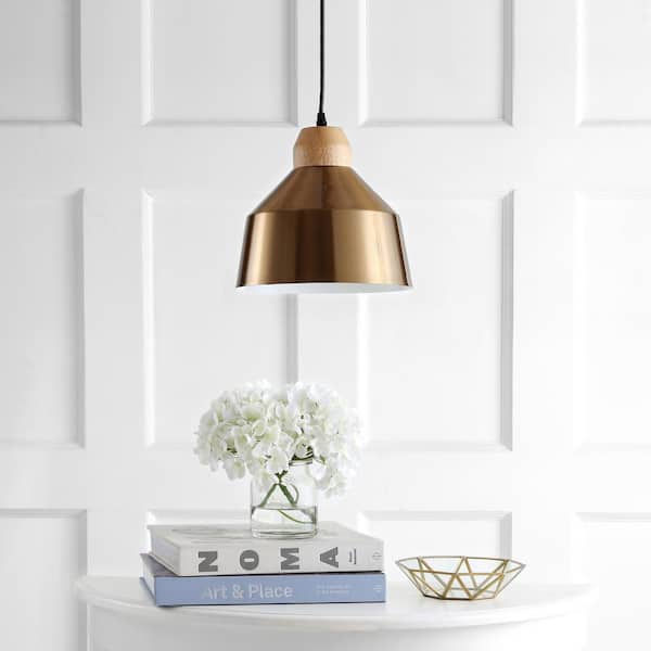 Dajana 1-Light Brass Gold/Light Brown Mini Island Hanging Pendant Lighting