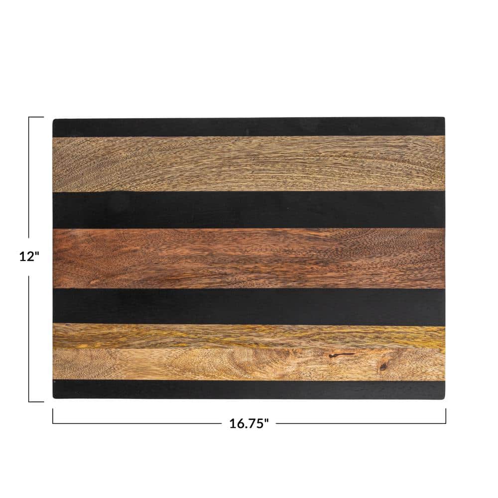Natural and Black Mango Wood Rectangular Cheese and Cutting Board
