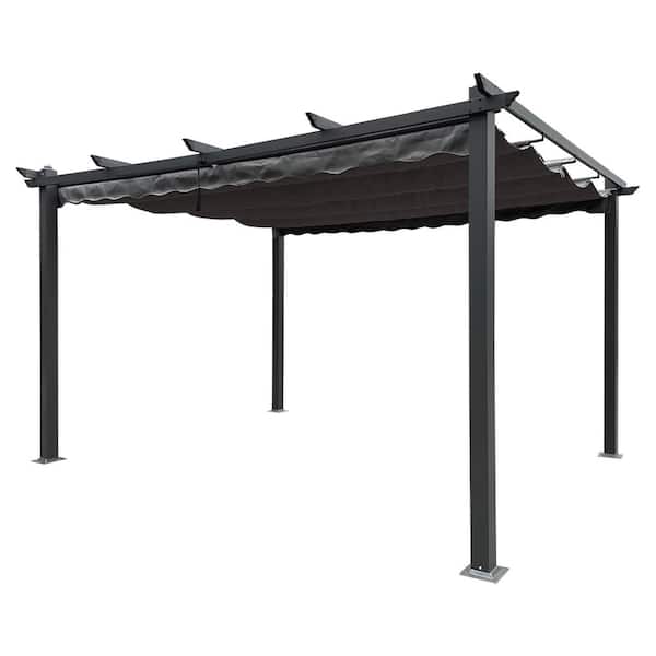 Unbranded 13 ft. x 10 ft. Gray Outdoor Patio Gazebo With Retractable Canopy