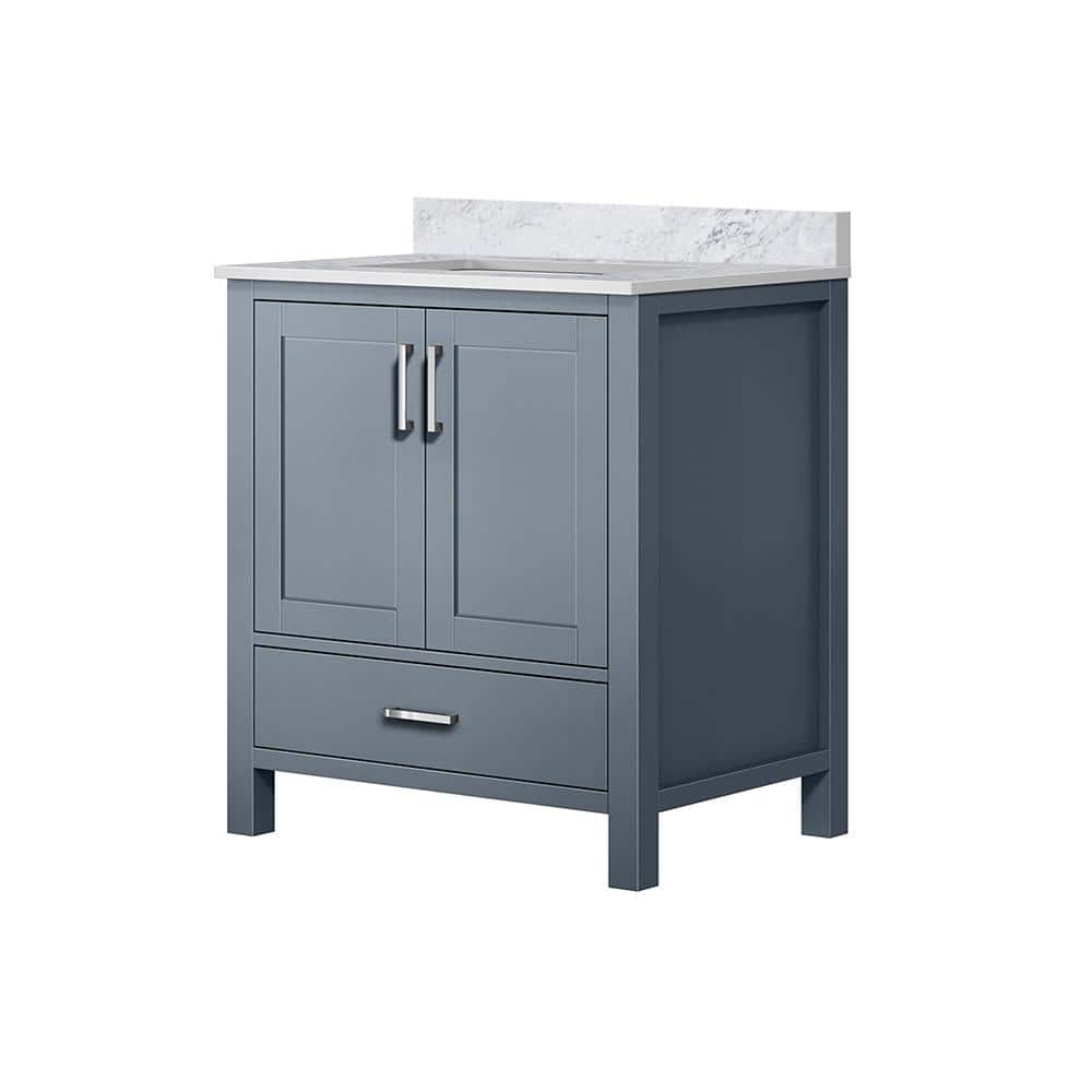 Jacques 30" Dark Grey Single Vanity with White Carrara Marble Top