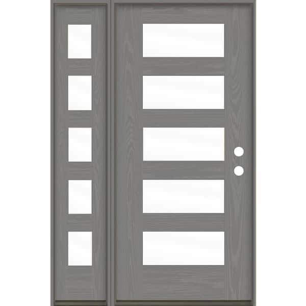 Krosswood Doors ASCEND Modern 50 in. x 80 in. 5-Lite Left-Hand/Inswing Clear Glass Malibu Grey Stain Fiberglass Prehung Front Door w/LSL