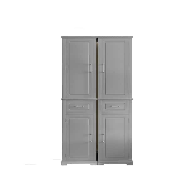 40 in. W x 15.8 in. D x 72.1 in. H Gray Tall Storage Cabinet with 4 Doors and Adjustable Shelf