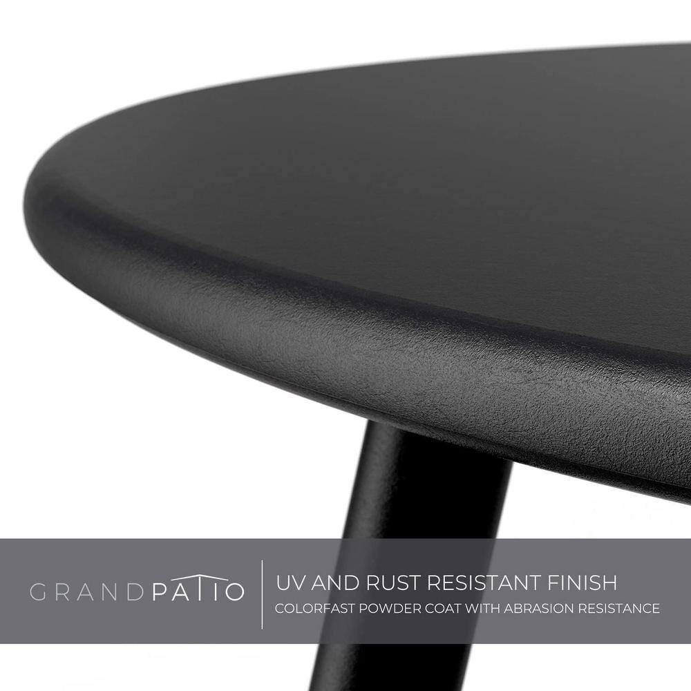 Black Round Steel Patio Side Table with Adjustable Feet