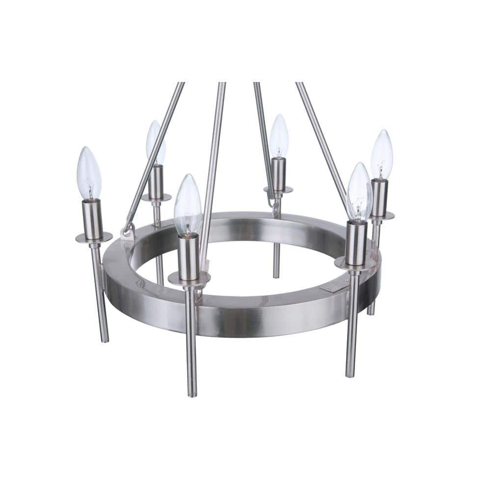 Brushed Nickel 6-Light Mini Crystal Candle Chandelier