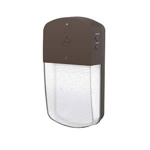 OLWP 70-Watt Equivalent Bronze Outdoor Integrated LED Wall Pack Light with Selectable (On/Off) Dusk to Dawn Photocell